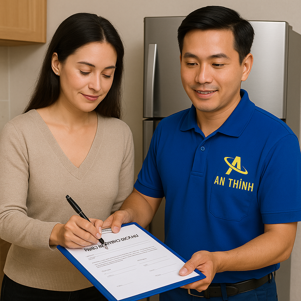  ký tên vào phiếu nhiệm thu bảo hành