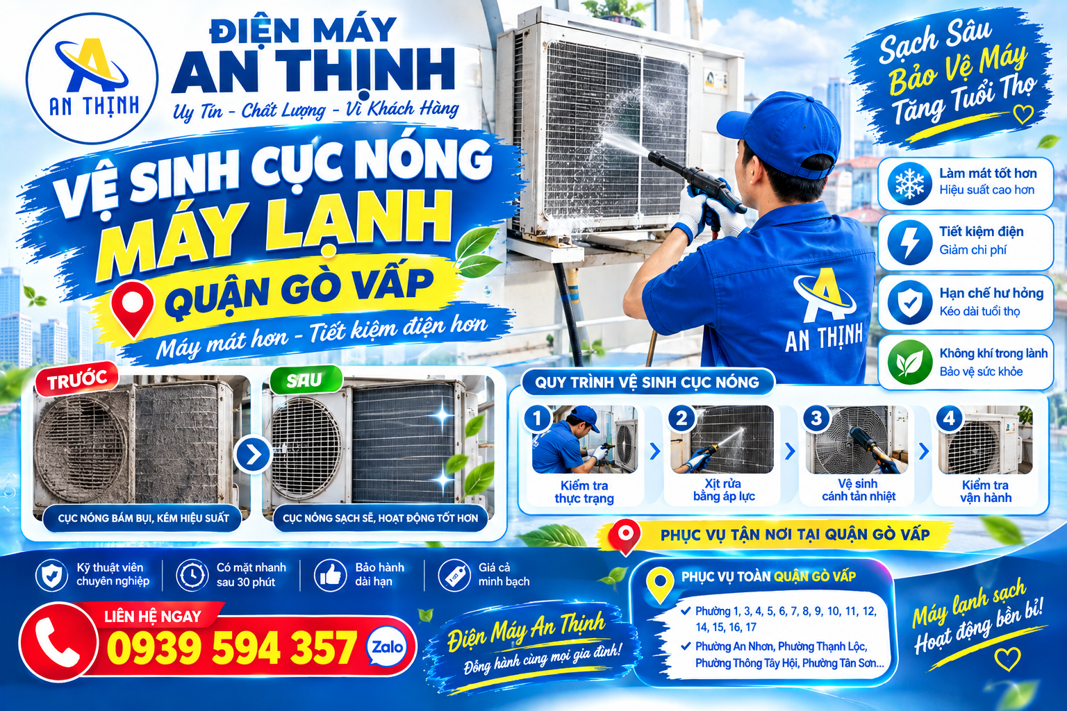 Vệ sinh cục nóng máy lạnh tại Quận Gò Vấp