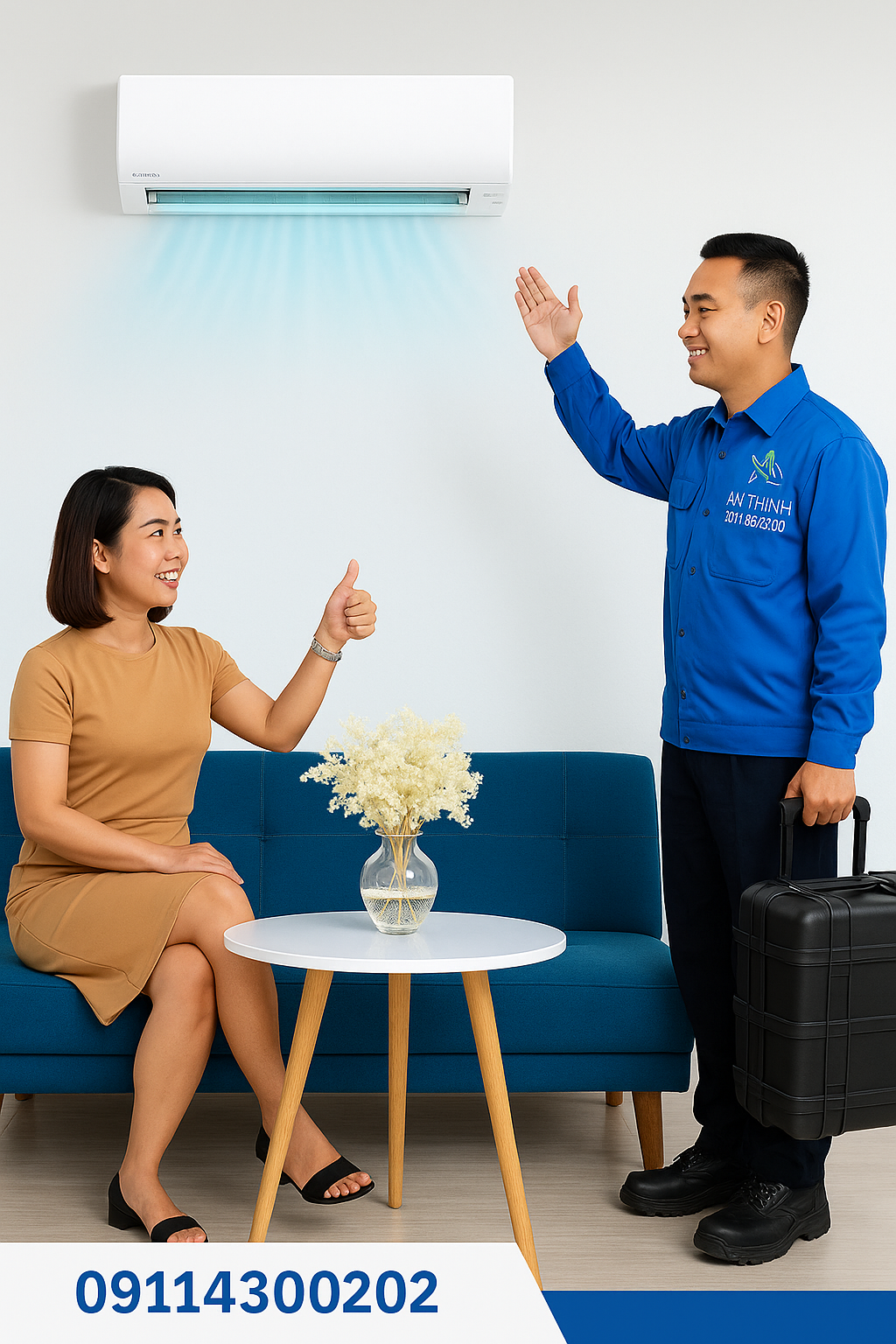 bàn giao máy lạnh cho khách hàng An Thịnh