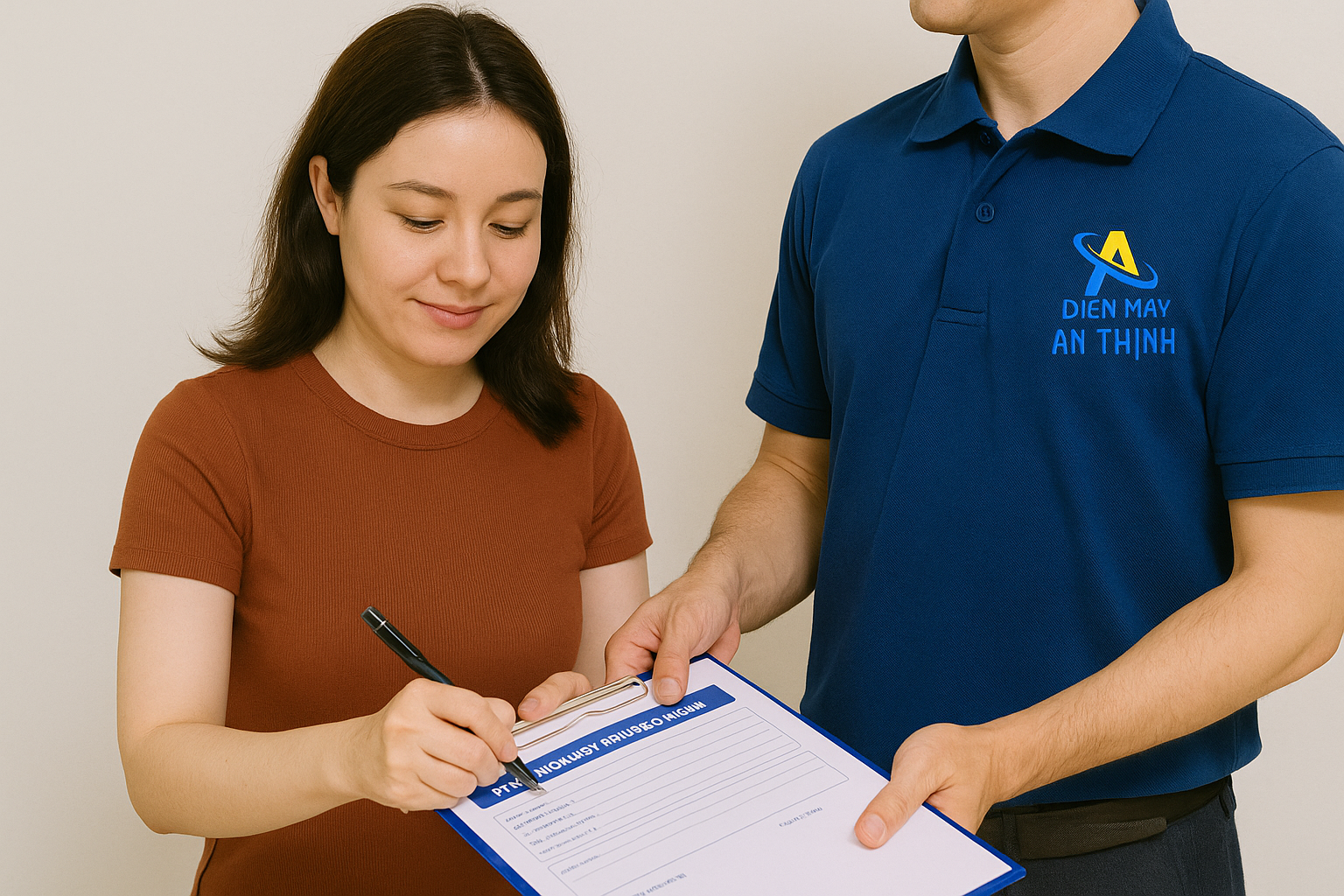 ký tên vào phiếu nhiệm thu bảo hành