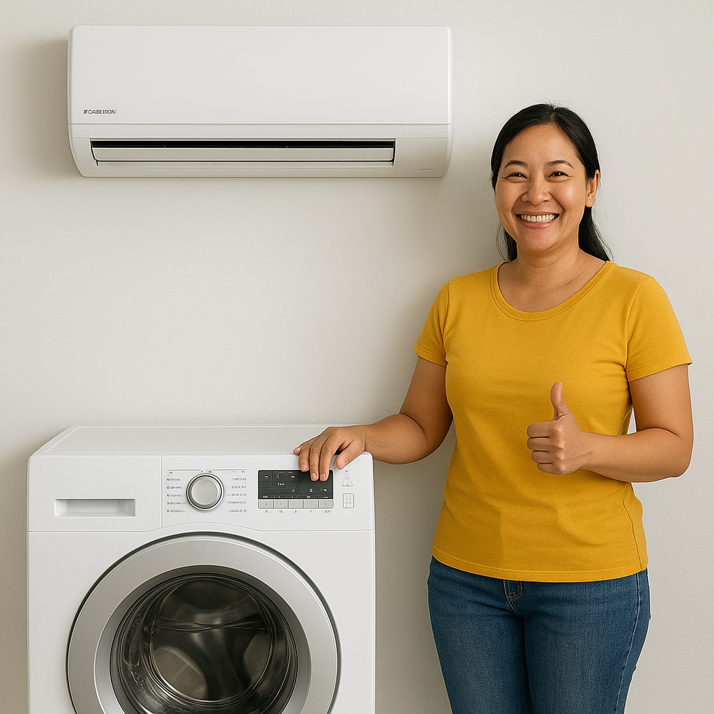 khách hàng điện máy an thịnh nhận máy lạnh