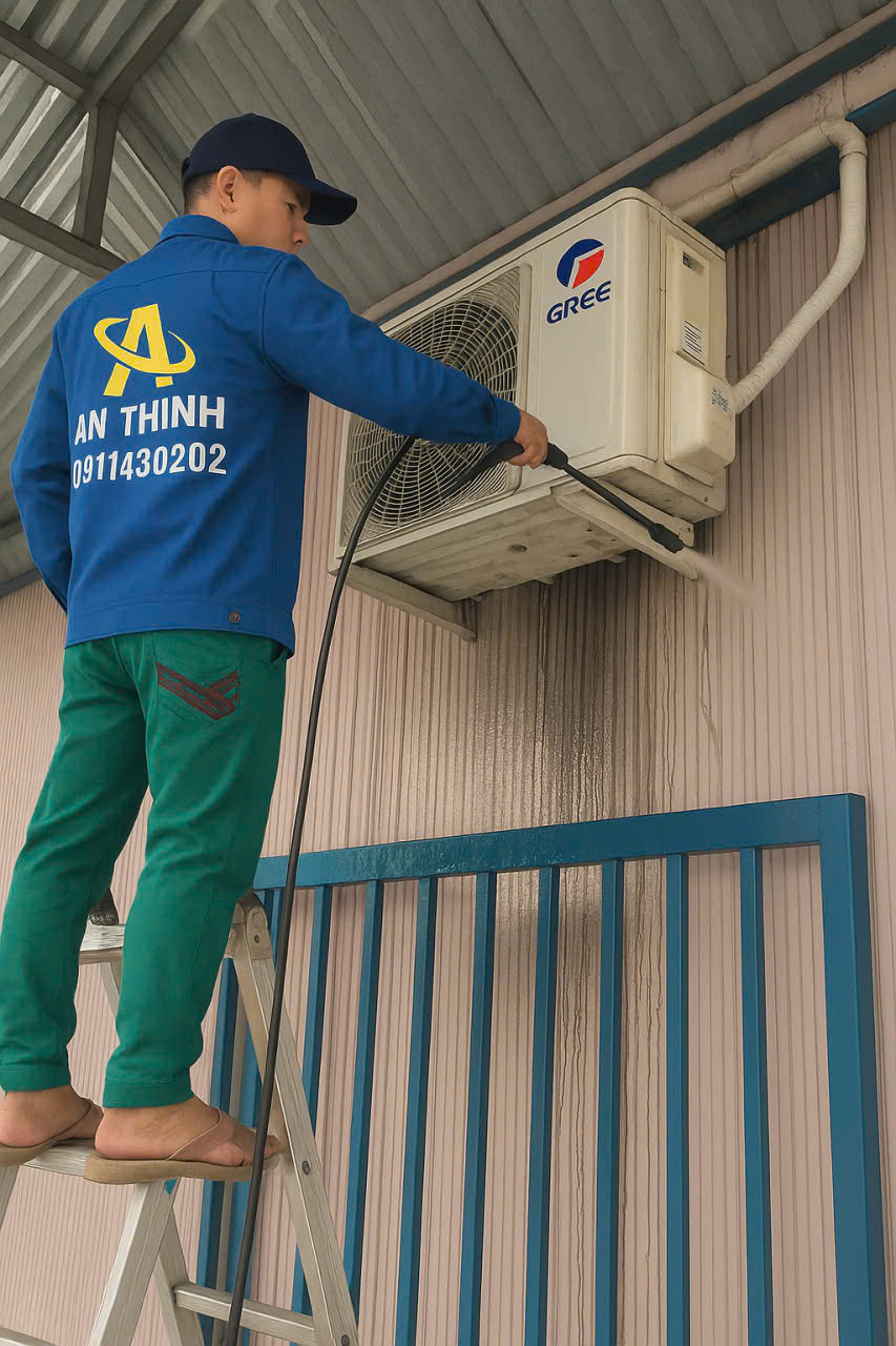 vệ sinh cục nóng máy lạnh tại nhà điện máy an thịnh